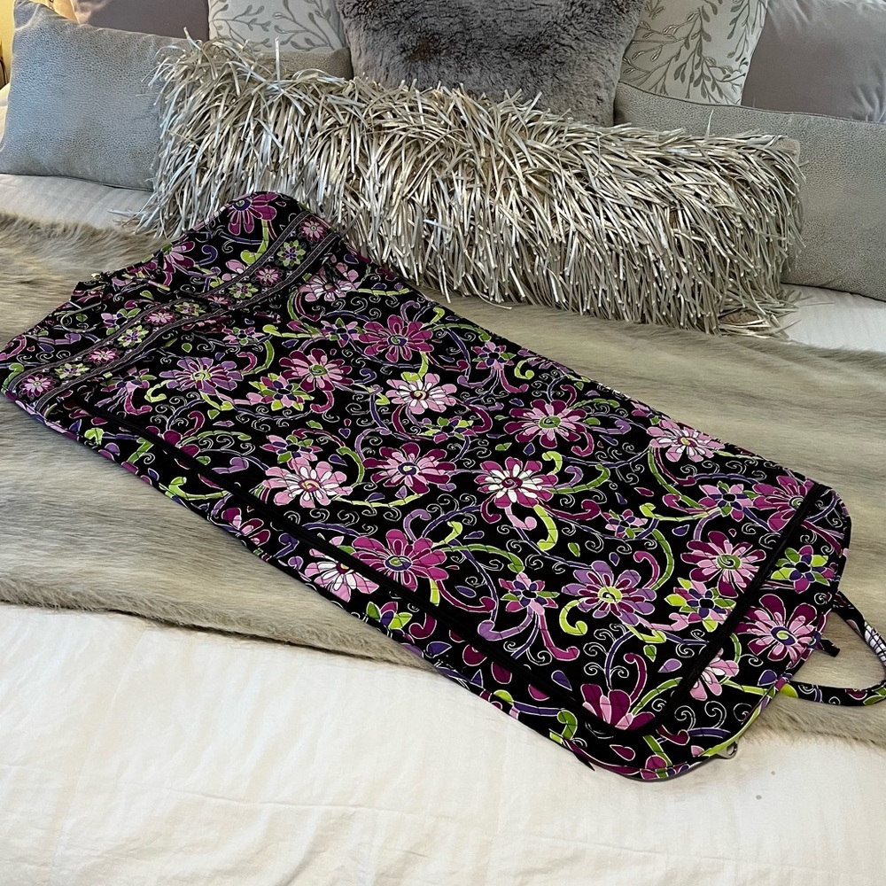 VERA BRADLEY Purple Punch 2009 Hanging Garment Bag Y2K Brown Pink Floral Travel